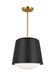 Generation Lighting Kate Spade Draper 1-Light Dimmable Small Pendant In Midnight Black Finish With Midnight Black Steel Shade (KSP1141MBK)