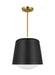 Generation Lighting Kate Spade Draper 1-Light Dimmable Small Pendant In Midnight Black Finish With Midnight Black Steel Shade (KSP1141MBK)