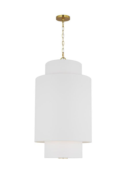 Generation Lighting Kate Spade New York Sawyer 1-Light Small Hanging Shade In Burnished Brass Finish With White Linen Fabric Shade (KSP1171BBS)