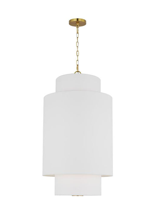 Generation Lighting Kate Spade New York Sawyer 1-Light Small Hanging Shade In Burnished Brass Finish With White Linen Fabric Shade (KSP1171BBS)