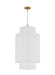 Generation Lighting Kate Spade New York Sawyer 1-Light Small Hanging Shade In Burnished Brass Finish With White Linen Fabric Shade (KSP1171BBS)