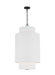 Generation Lighting Kate Spade New York Sawyer 1-Light Small Hanging Shade In Midnight Black Finish With White Linen Fabric Shade (KSP1171MBK)