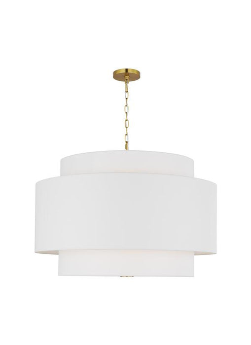 Generation Lighting Kate Spade New York Sawyer 4-Light Extra Large Hanging Shade In Burnished Brass Finish With White Linen Fabric Shade (KSP1184BBS)