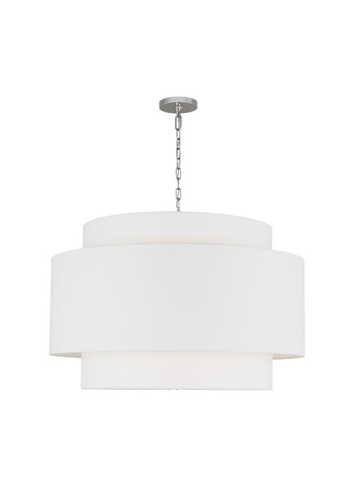 Generation Lighting Kate Spade New York Sawyer 4-Light Extra Large Hanging Shade In Polished Nickel Finish With White Linen Fabric Shade (KSP1184PN)