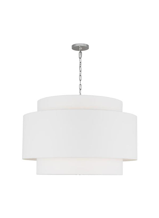 Generation Lighting Kate Spade New York Sawyer 4-Light Extra Large Hanging Shade In Polished Nickel Finish With White Linen Fabric Shade (KSP1184PN)