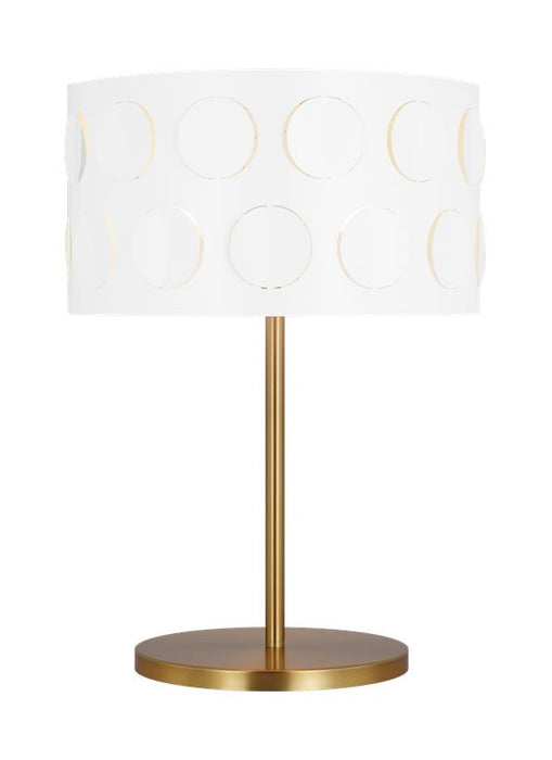 Generation Lighting Dottie Desk Lamp Burnished Brass Finish With White Linen Fabric Diffuser And Matte White Steel Shade (KST1002BBS1)