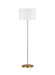 Generation Lighting Dottie Floor Lamp Burnished Brass Finish With White Linen Fabric Diffuser And Matte White Steel Shade (KST1011BBS1)