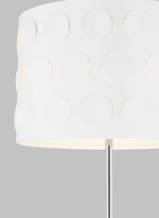 Generation Lighting Dottie Floor Lamp Polished Nickel Finish With White Linen Fabric Diffuser And Matte White Steel Shade (KST1011PN1)