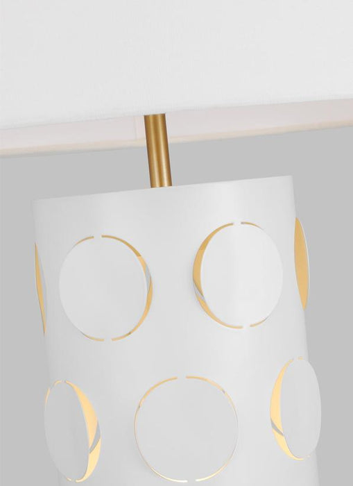 Generation Lighting Dottie Table Lamp Burnished Brass Finish With White Linen Fabric Diffuser And White Linen Fabric Shade (KST1022BBS1)