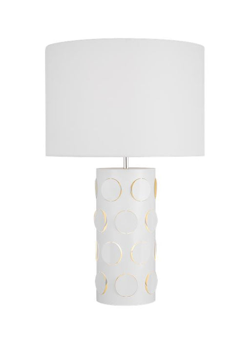 Generation Lighting Dottie Table Lamp Polished Nickel Finish With White Linen Fabric Diffuser And White Linen Fabric Shade (KST1022PN1)