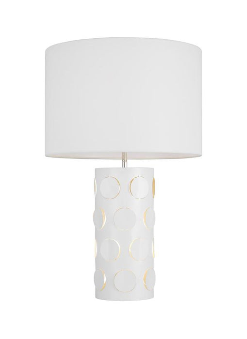 Generation Lighting Dottie Table Lamp Polished Nickel Finish With White Linen Fabric Diffuser And White Linen Fabric Shade (KST1022PN1)