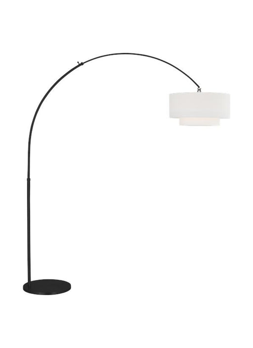 Generation Lighting Kate Spade Sawyer 1-Light Dimmable Floor Lamp In Midnight Black Finish With White Linen Fabric Shade (KST1031MBK1)