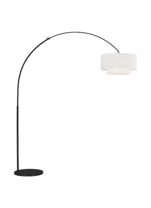 Generation Lighting Kate Spade Sawyer 1-Light Dimmable Floor Lamp In Midnight Black Finish With White Linen Fabric Shade (KST1031MBK1)