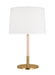 Generation Lighting Monroe Modern 1-Light Indoor Medium Table Lamp In Burnished Brass Gold Finish With White Linen Fabric Shade (KST1041BBSBLH1)