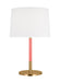 Generation Lighting Monroe Modern 1-Light Indoor Medium Table Lamp In Burnished Brass Gold Finish With White Linen Fabric Shade (KST1041BBSCRL1)