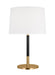 Generation Lighting Monroe Modern 1-Light Indoor Medium Table Lamp In Burnished Brass Gold Finish With White Linen Fabric Shade (KST1041BBSGBK1)