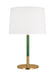 Generation Lighting Monroe Modern 1-Light Indoor Medium Table Lamp In Burnished Brass Gold Finish With White Linen Fabric Shade (KST1041BBSGRN1)