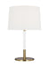 Generation Lighting Monroe Medium Table Lamp Burnished Brass Finish With White Linen Fabric Shade (KST1041BBSGW1)