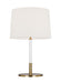 Generation Lighting Monroe Medium Table Lamp Burnished Brass Finish With White Linen Fabric Shade (KST1041BBSGW1)