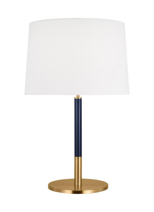 Generation Lighting Monroe Modern 1-Light Indoor Medium Table Lamp In Burnished Brass Gold Finish With White Linen Fabric Shade (KST1041BBSNVY1)