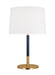 Generation Lighting Monroe Modern 1-Light Indoor Medium Table Lamp In Burnished Brass Gold Finish With White Linen Fabric Shade (KST1041BBSNVY1)