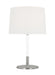 Generation Lighting Monroe Medium Table Lamp Polished Nickel Finish With White Linen Fabric Shade (KST1041PNGW1)