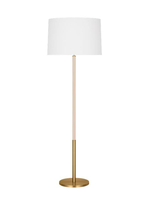 Generation Lighting Monroe Modern 1-Light Indoor Large Floor Lamp In Burnished Brass Gold Finish With White Linen Fabric Shade (KST1051BBSBLH1)