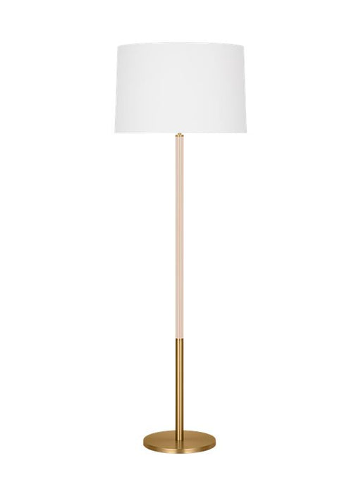 Generation Lighting Monroe Modern 1-Light Indoor Large Floor Lamp In Burnished Brass Gold Finish With White Linen Fabric Shade (KST1051BBSBLH1)