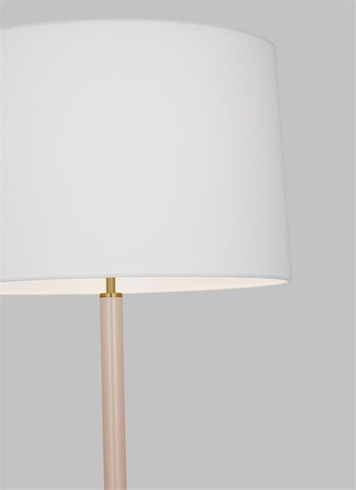 Generation Lighting Monroe Modern 1-Light Indoor Large Floor Lamp In Burnished Brass Gold Finish With White Linen Fabric Shade (KST1051BBSBLH1)
