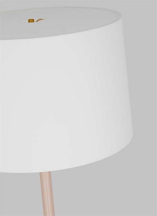 Generation Lighting Monroe Modern 1-Light Indoor Large Floor Lamp In Burnished Brass Gold Finish With White Linen Fabric Shade (KST1051BBSBLH1)