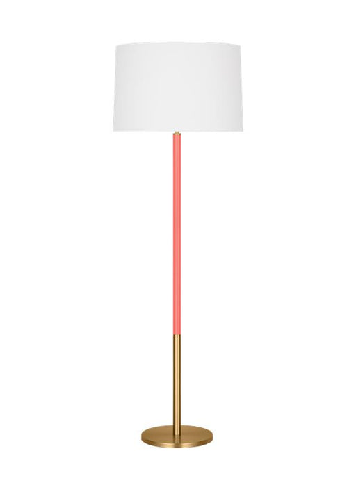 Generation Lighting Monroe Modern 1-Light Indoor Large Floor Lamp In Burnished Brass Gold Finish With White Linen Fabric Shade (KST1051BBSCRL1)