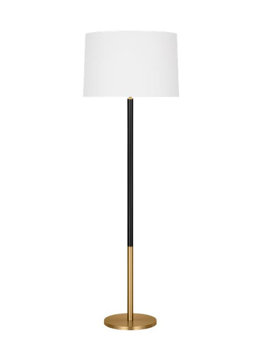 Generation Lighting Monroe Modern 1-Light Indoor Large Floor Lamp In Burnished Brass Gold Finish With White Linen Fabric Shade (KST1051BBSGBK1)