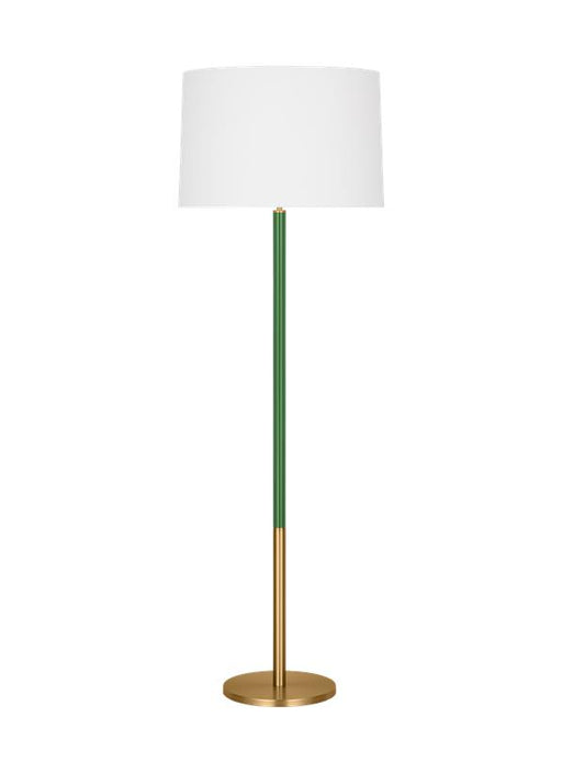 Generation Lighting Monroe Modern 1-Light Indoor Large Floor Lamp In Burnished Brass Gold Finish With White Linen Fabric Shade (KST1051BBSGRN1)