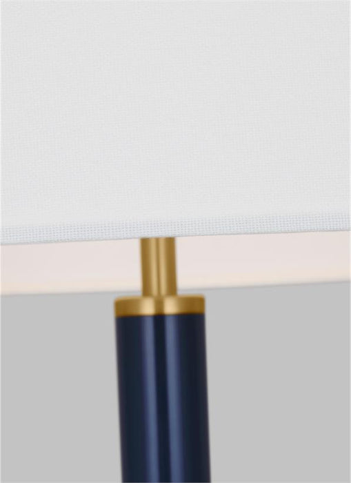 Generation Lighting Monroe Modern 1-Light Indoor Large Floor Lamp In Burnished Brass Gold Finish With White Linen Fabric Shade (KST1051BBSNVY1)