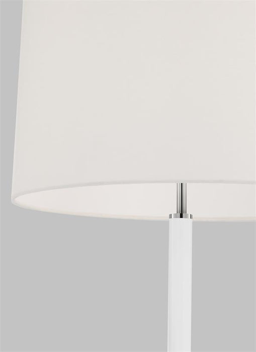 Generation Lighting Monroe Large Floor Lamp Polished Nickel Finish With White Linen Fabric Shade (KST1051PNGW1)