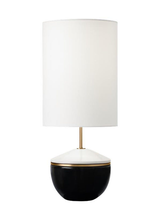 Generation Lighting Cade Casual 1-Light Indoor Medium Table Lamp In Black Finish With White Linen Fabric Shade (KST1091CBK1)