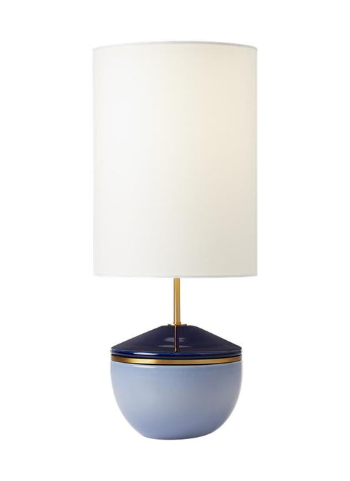 Generation Lighting Cade Casual 1-Light Indoor Medium Table Lamp In Polar Blue Finish With White Linen Fabric Shade (KST1091CPB1)