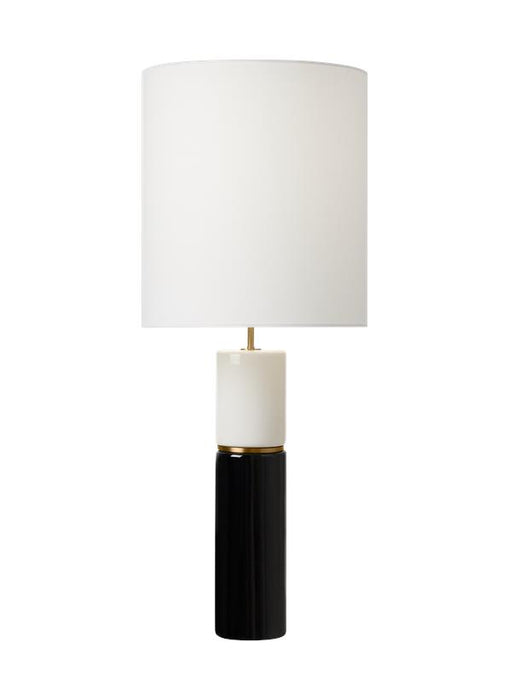 Generation Lighting Cade Casual 1-Light Indoor Large Table Lamp In Black Finish With White Linen Fabric Shade (KST1101CBK1)