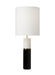 Generation Lighting Cade Casual 1-Light Indoor Large Table Lamp In Black Finish With White Linen Fabric Shade (KST1101CBK1)
