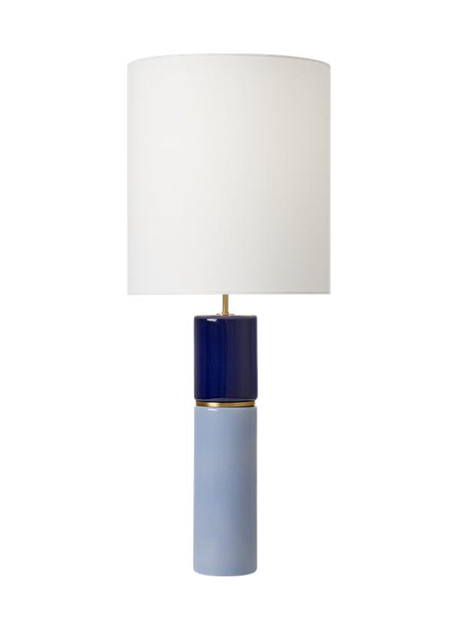 Generation Lighting Cade Casual 1-Light Indoor Large Table Lamp In Polar Blue Finish With White Linen Fabric Shade (KST1101CPB1)