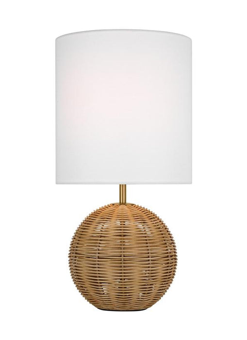 Generation Lighting Mari Casual 1-Light Indoor Small Table Lamp In Burnished Brass Gold Finish With White Linen Fabric Shade (KST1151BBS1)