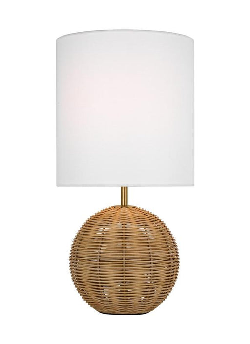Generation Lighting Mari Casual 1-Light Indoor Small Table Lamp In Burnished Brass Gold Finish With White Linen Fabric Shade (KST1151BBS1)