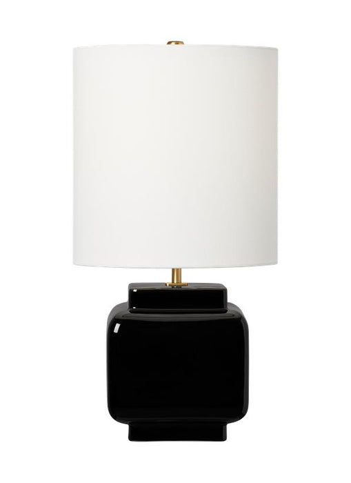 Generation Lighting Kate Spade Anderson 1-Light Dimmable Medium Table Lamp In Black Finish With White Linen Fabric Shade (KST1161CBK1)