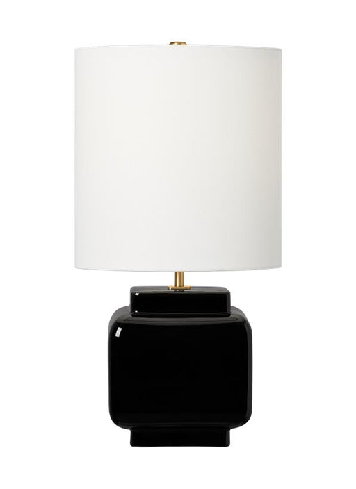 Generation Lighting Kate Spade Anderson 1-Light Dimmable Medium Table Lamp In Black Finish With White Linen Fabric Shade (KST1161CBK1)