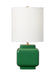 Generation Lighting Kate Spade Anderson 1-Light Dimmable Medium Table Lamp In Green Finish With White Linen Fabric Shade (KST1161CGR1)