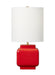 Generation Lighting Kate Spade Anderson 1-Light Dimmable Medium Table Lamp In Lucent Red Finish With White Linen Fabric Shade (KST1161CLR1)