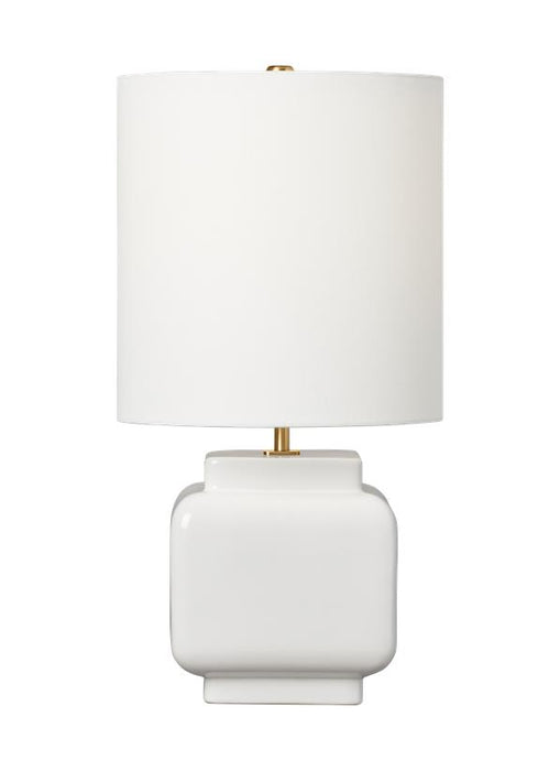 Generation Lighting Kate Spade Anderson 1-Light Dimmable Medium Table Lamp In New White Finish With White Linen Fabric Shade (KST1161NWH1)