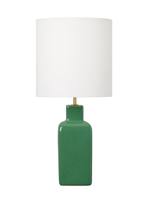 Generation Lighting Kate Spade Anderson 1-Light Dimmable Large Table Lamp In Green Finish With White Linen Fabric Shade (KST1171CGR1)