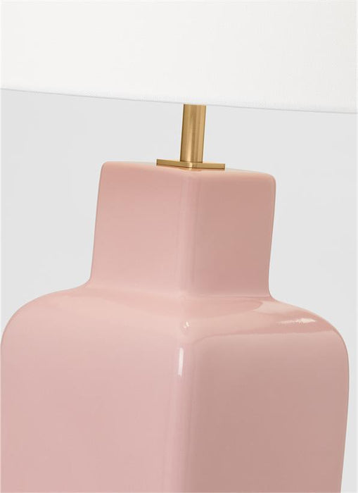 Generation Lighting Kate Spade Anderson 1-Light Dimmable Large Table Lamp In Rose Finish With White Linen Fabric Shade (KST1171CRS1)