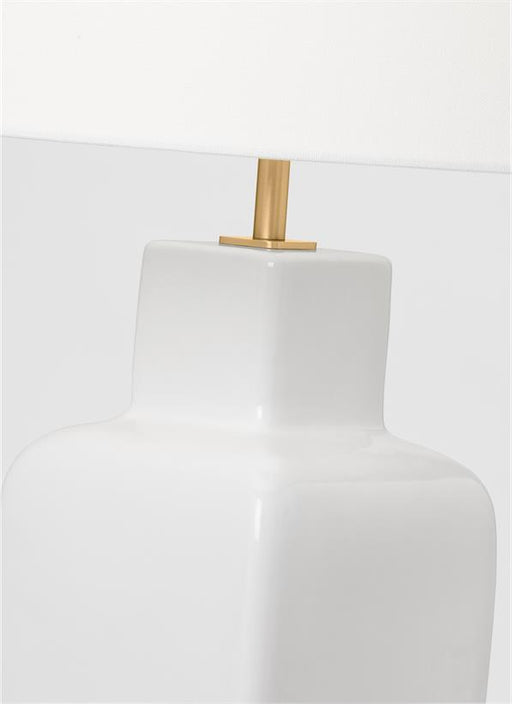 Generation Lighting Kate Spade Anderson 1-Light Dimmable Large Table Lamp In New White Finish With White Linen Fabric Shade (KST1171NWH1)